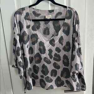 NWOT POL Leopard Print V-Neck Sweater